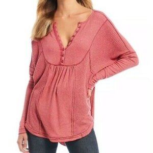 Free People Oversized Leo Henley Thermal Top